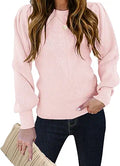 Women's Puff Sleeve Crew Neck Pullover Sweater - Cozy Slim Knit