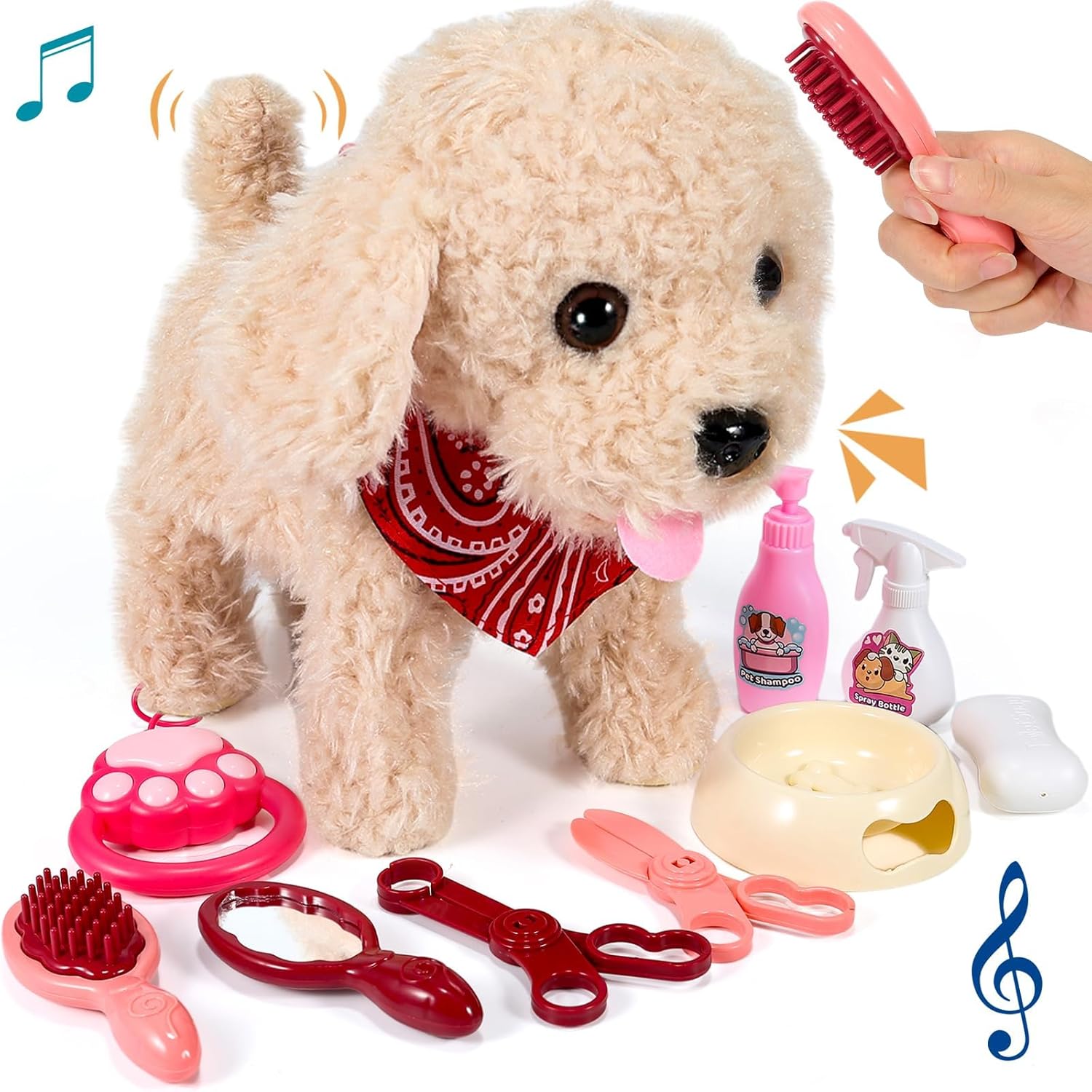 Remote Control Wagging Tail Puppy Toy - Rich Grooming Set - Kids Gift