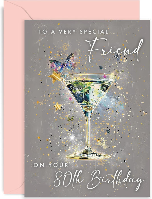 80th Birthday Card for Her - Cocktail Design