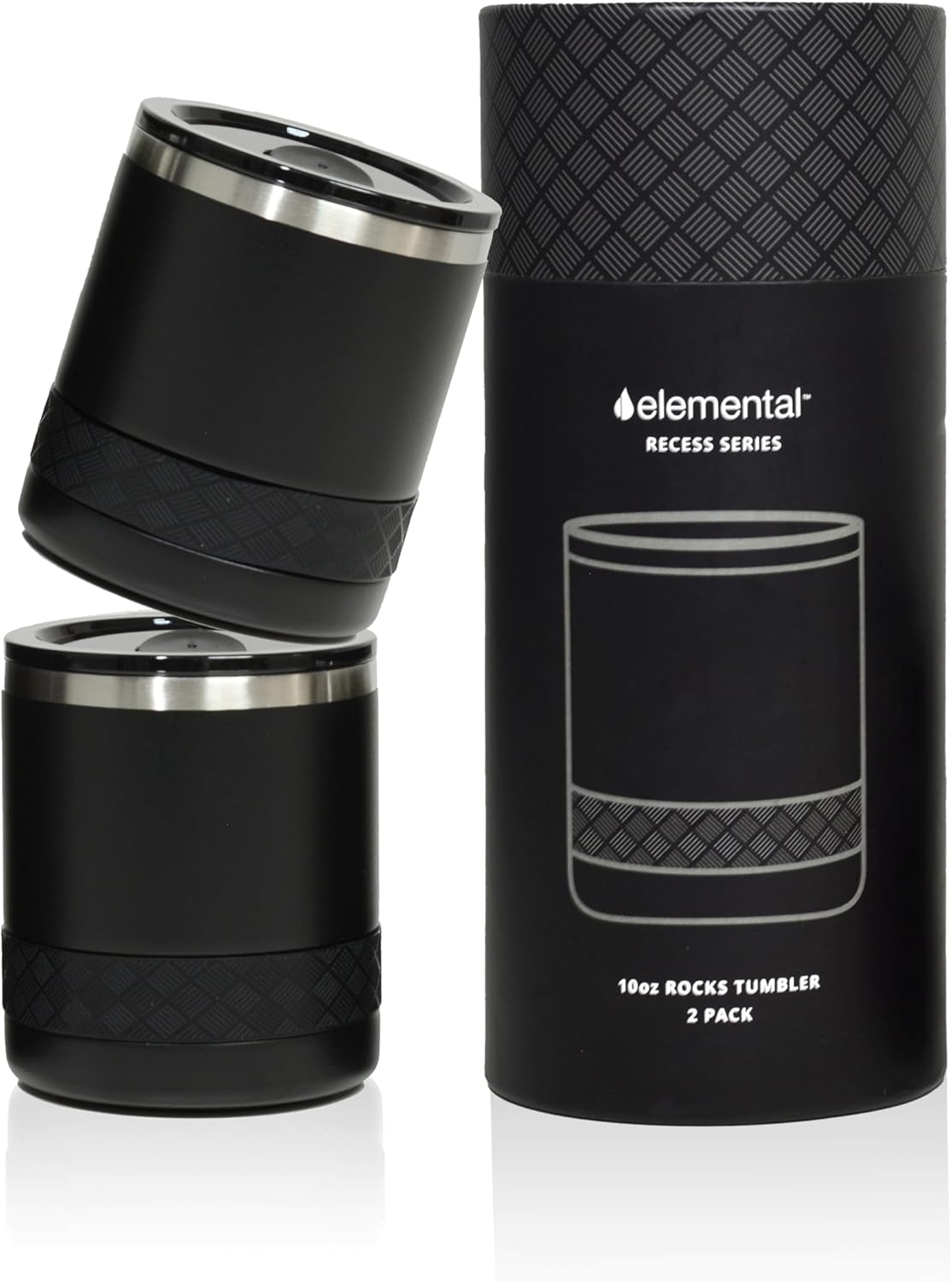 Elemental Recess Lowball Tumbler Set of 2 for Hot & Cold Drinks