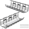 Under Desk Cable Management Tray 2 Pack - Large Metal Wire Organizer