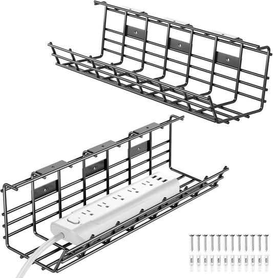 2 Pack Delamu Metal Cable Organizer Tray - Tidy Wires!