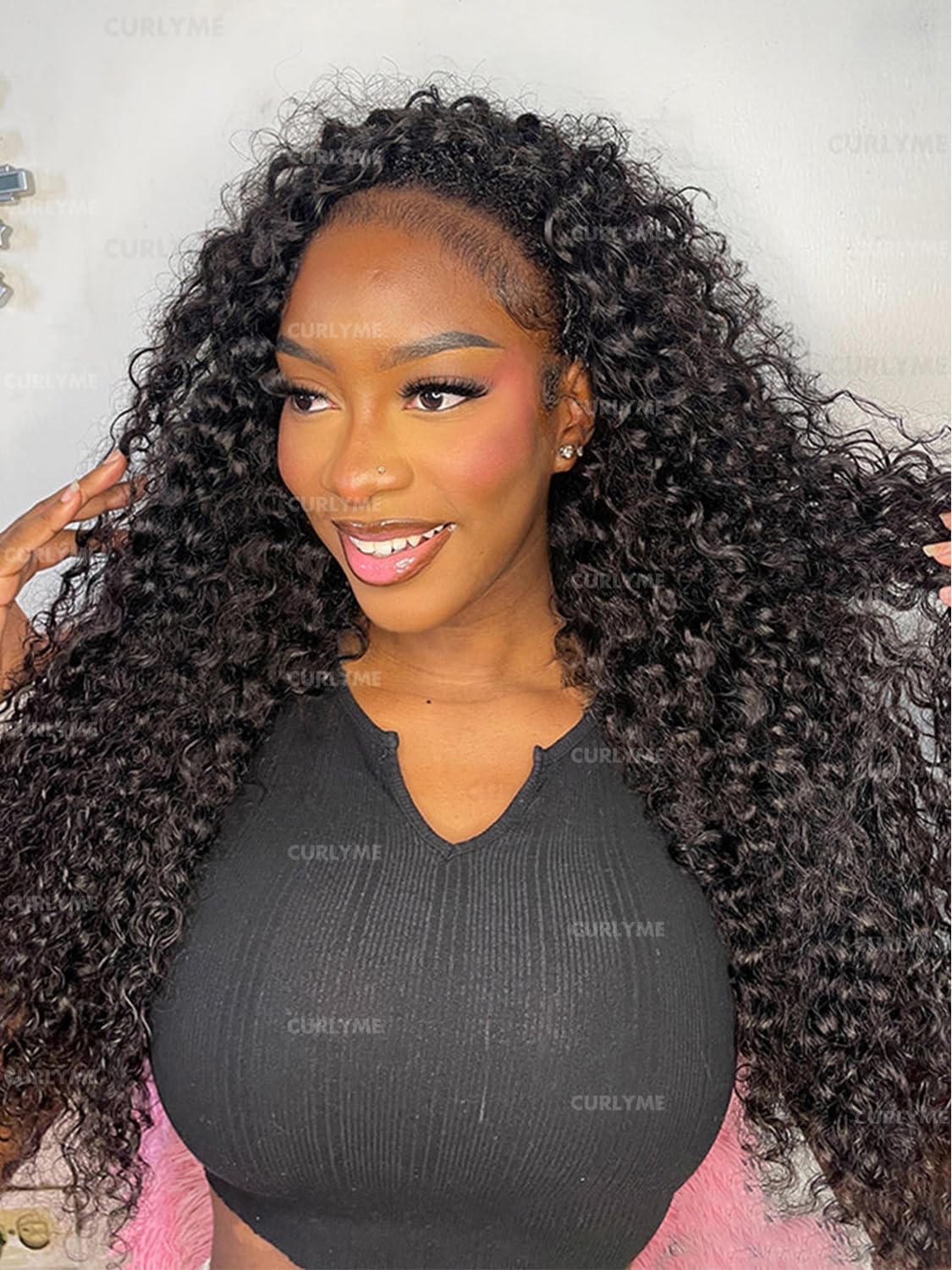 Curlyme Water Wave Half Wig Human Hair for Easy Styling