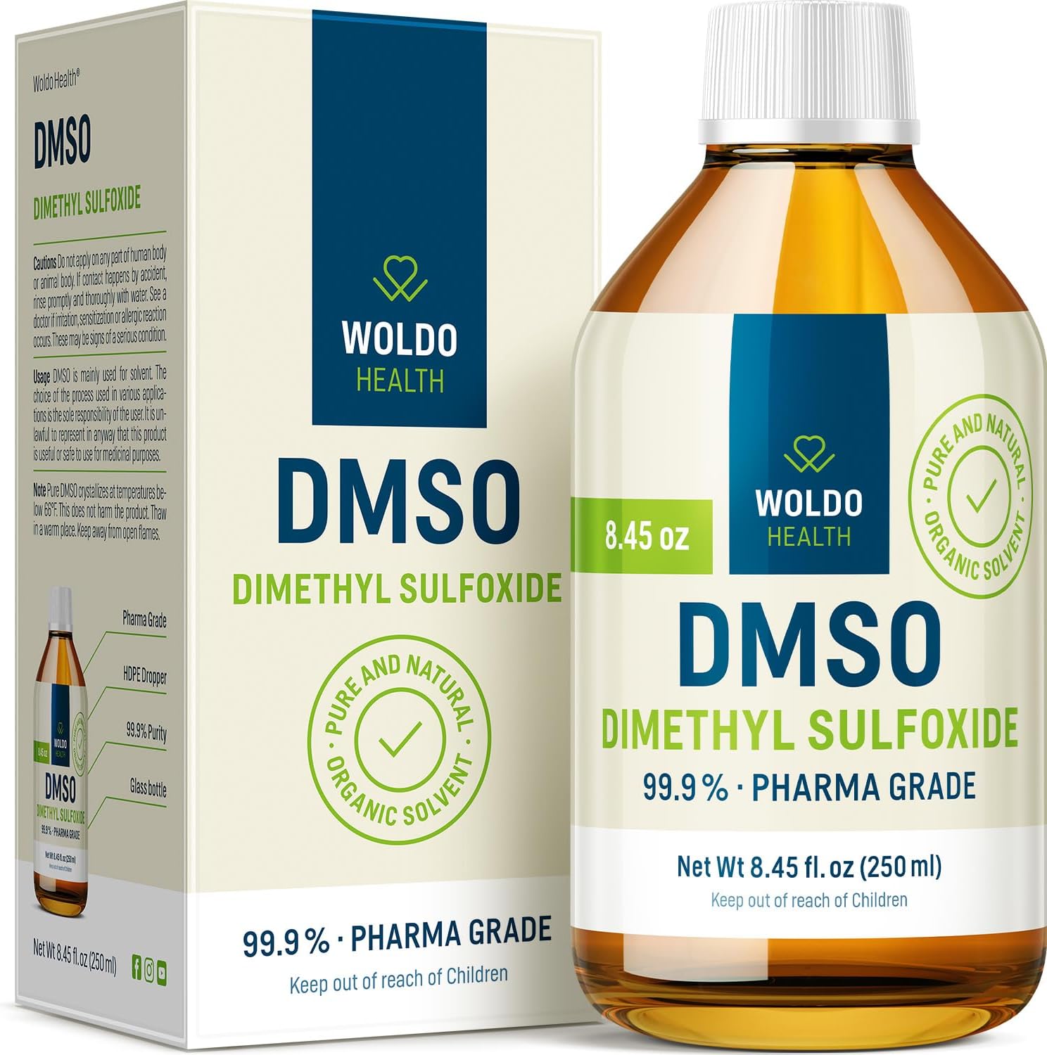 DMSO 99.9% Pharmaceutical Grade Liquid in Glass Bottle 8.45oz