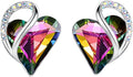 Leafael Earrings for Women - Heart Birthstone Crystal Studs