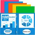 Two Pocket Folders 100 Pack RAZCC - Colorful Letter Size Organizers