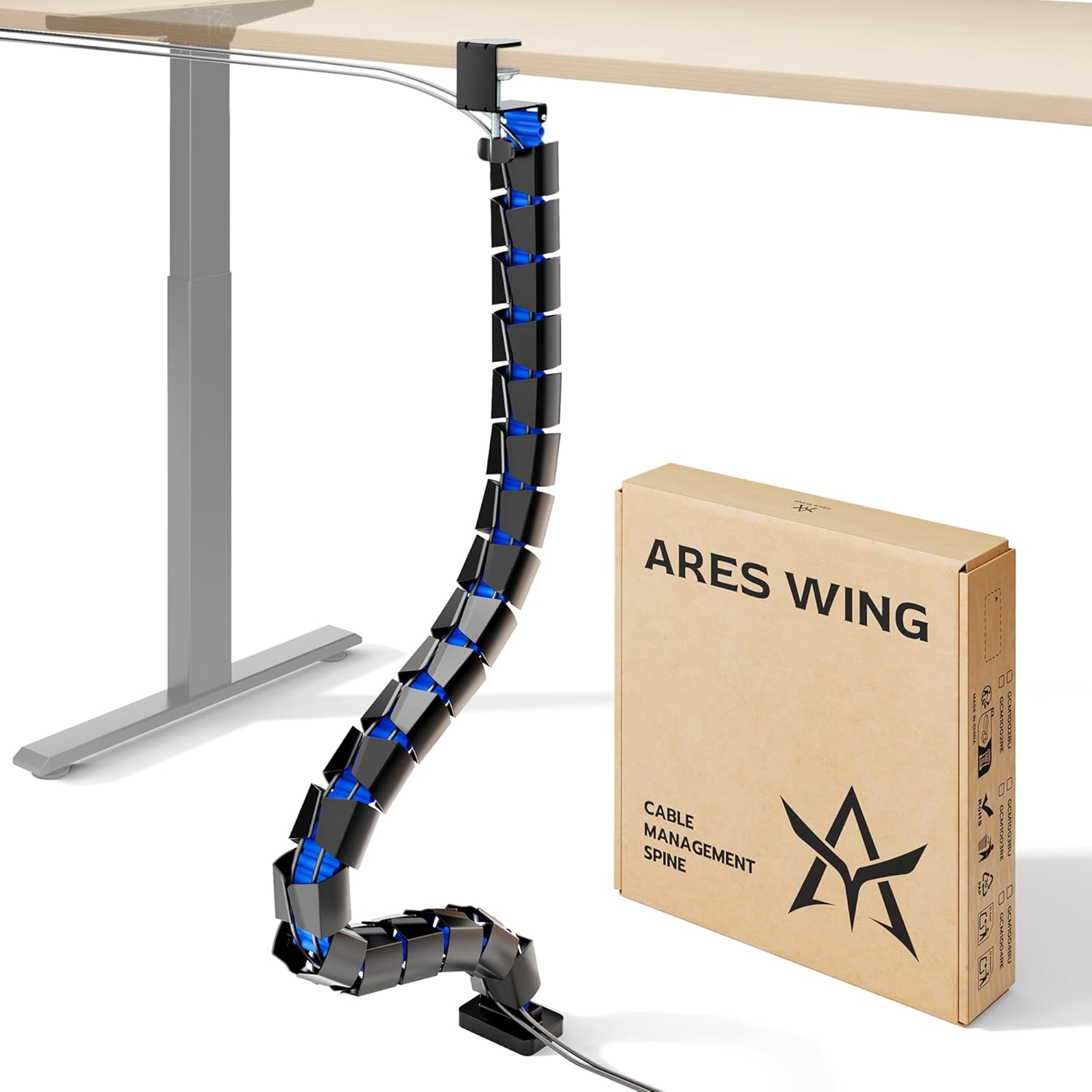 ARES WING Under Desk Cable Management Spine for Clean Setup