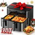 12QT Large Air Fryer with Dual Basket (4QT+8QT) - Double Zone Cooking