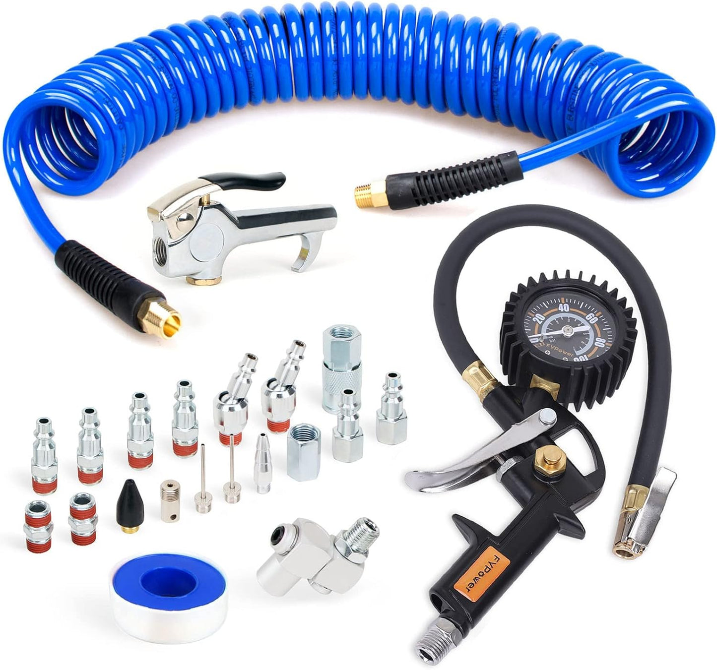 FYPower 22pc Air Compressor Kit - Easy Tire Inflation & Tool Connection
