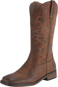 Women's Wide Square Toe Western Cowgirl Boots Mid Calf - Fashion Ride