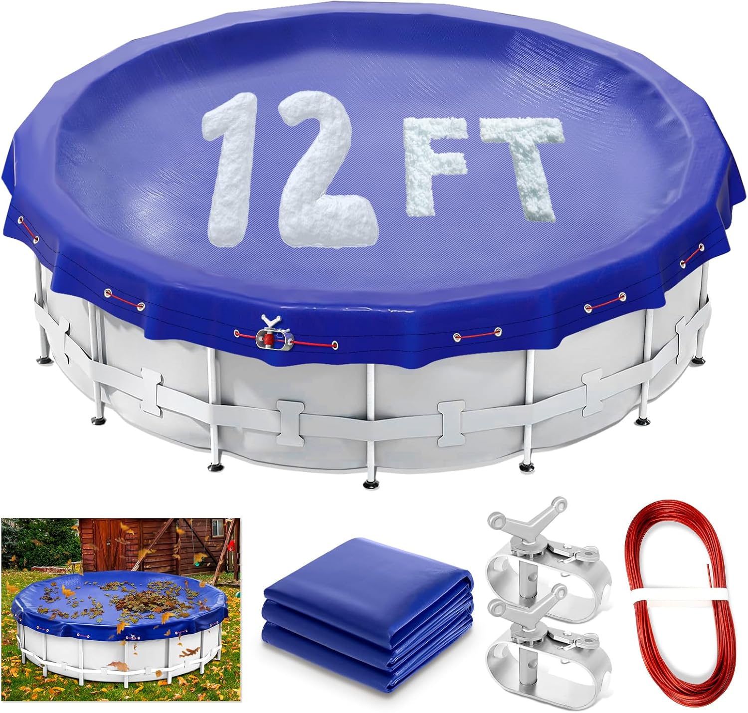 12ft Round Winter Pool Cover for Above Ground Pools - Durable