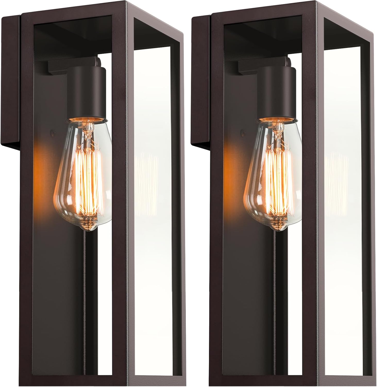 2-Pack Outdoor Wall Lanterns for Modern Exterior Lighting
