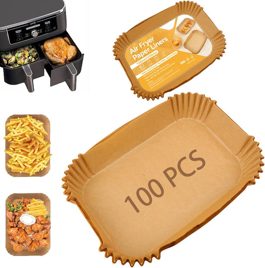 Non-Stick Air Fryer Liners, 100PCS 8.6x5.5 for Ninja Foodi DZ - Easy Cleanup! 