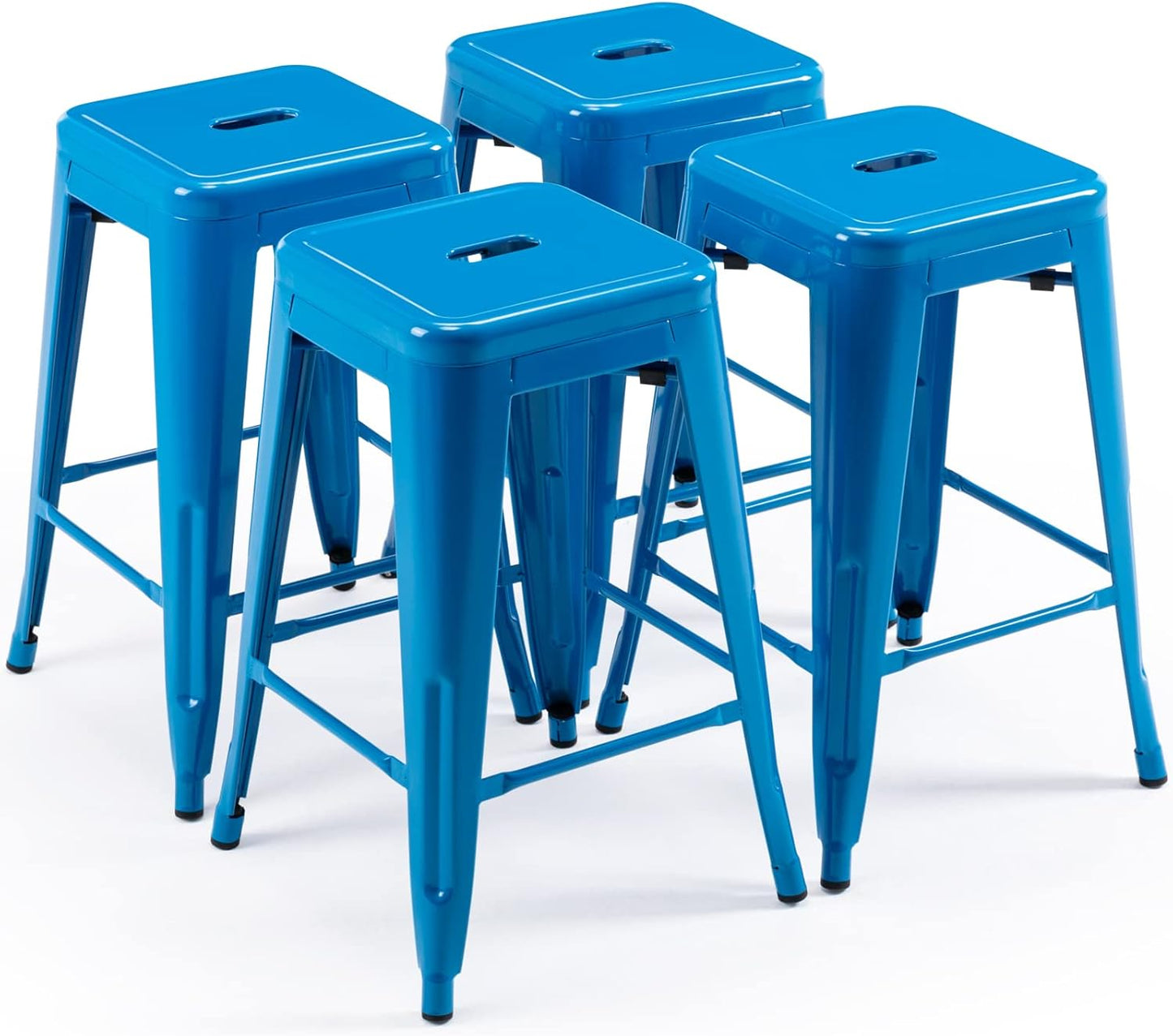 24 Inch Metal Bar Stools Set of 4 for Indoor Outdoor Use