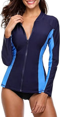 ATTRACO Women's Rashguard Swimsuit Zip Front UPF 50+ - Lightweight