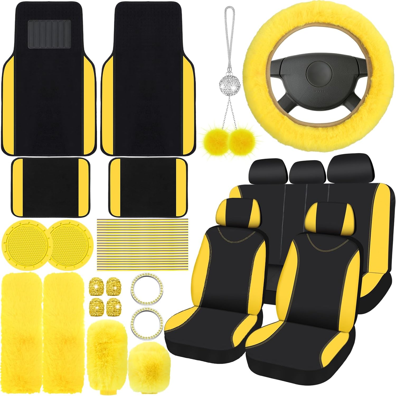 Woanger 47 Car Seat Cover Full Set for Women - Fluffy Accessories