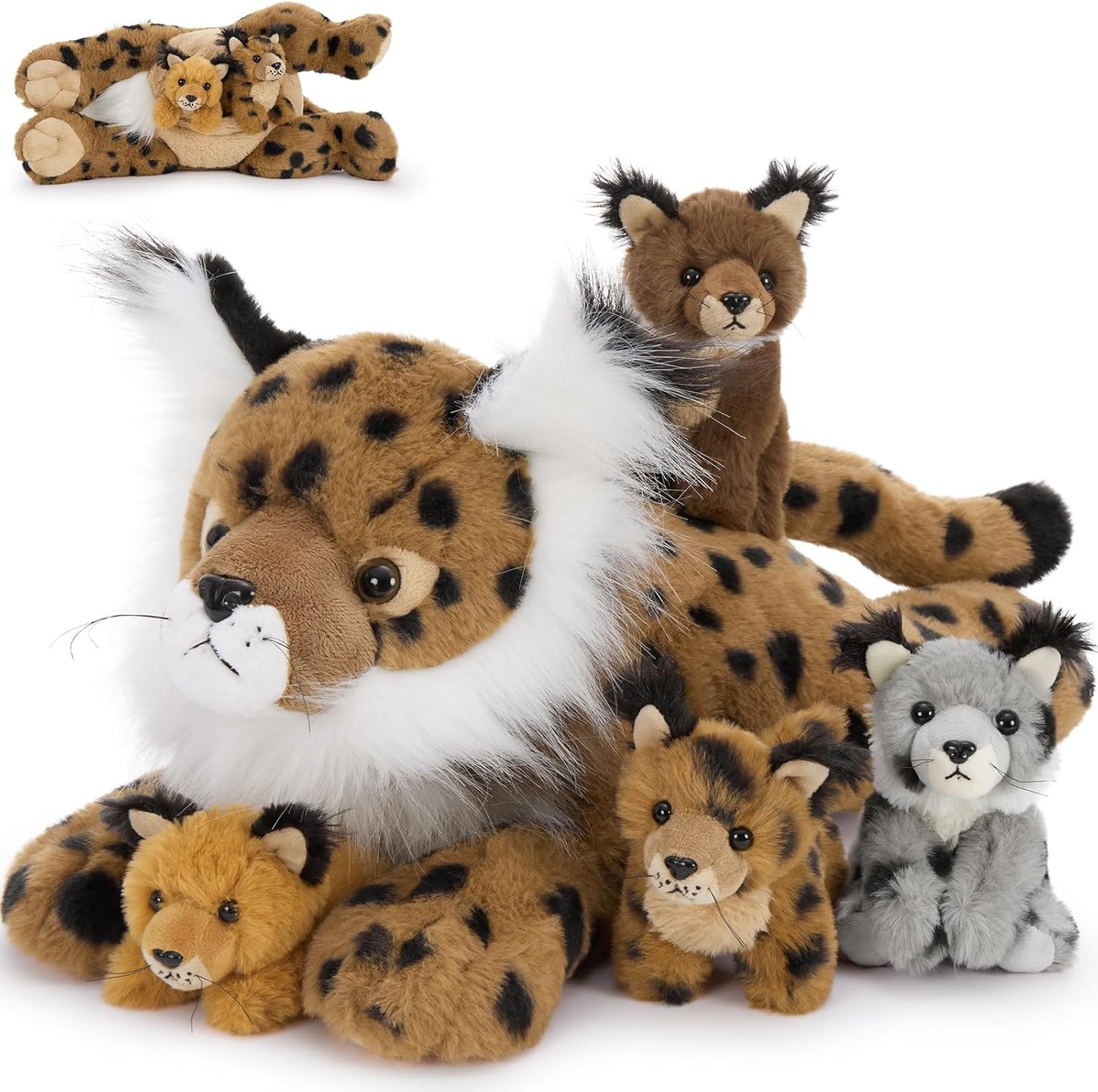 Muiteiur 5 Piece Lynx Stuffed Animals Set for Kids and Gifts