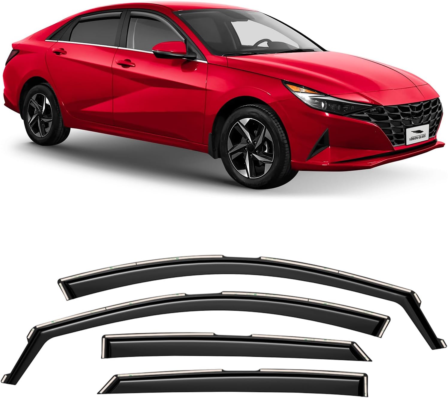 Voron Glass Extra Durable Rain Guards for Hyundai Elantra 2021-2025