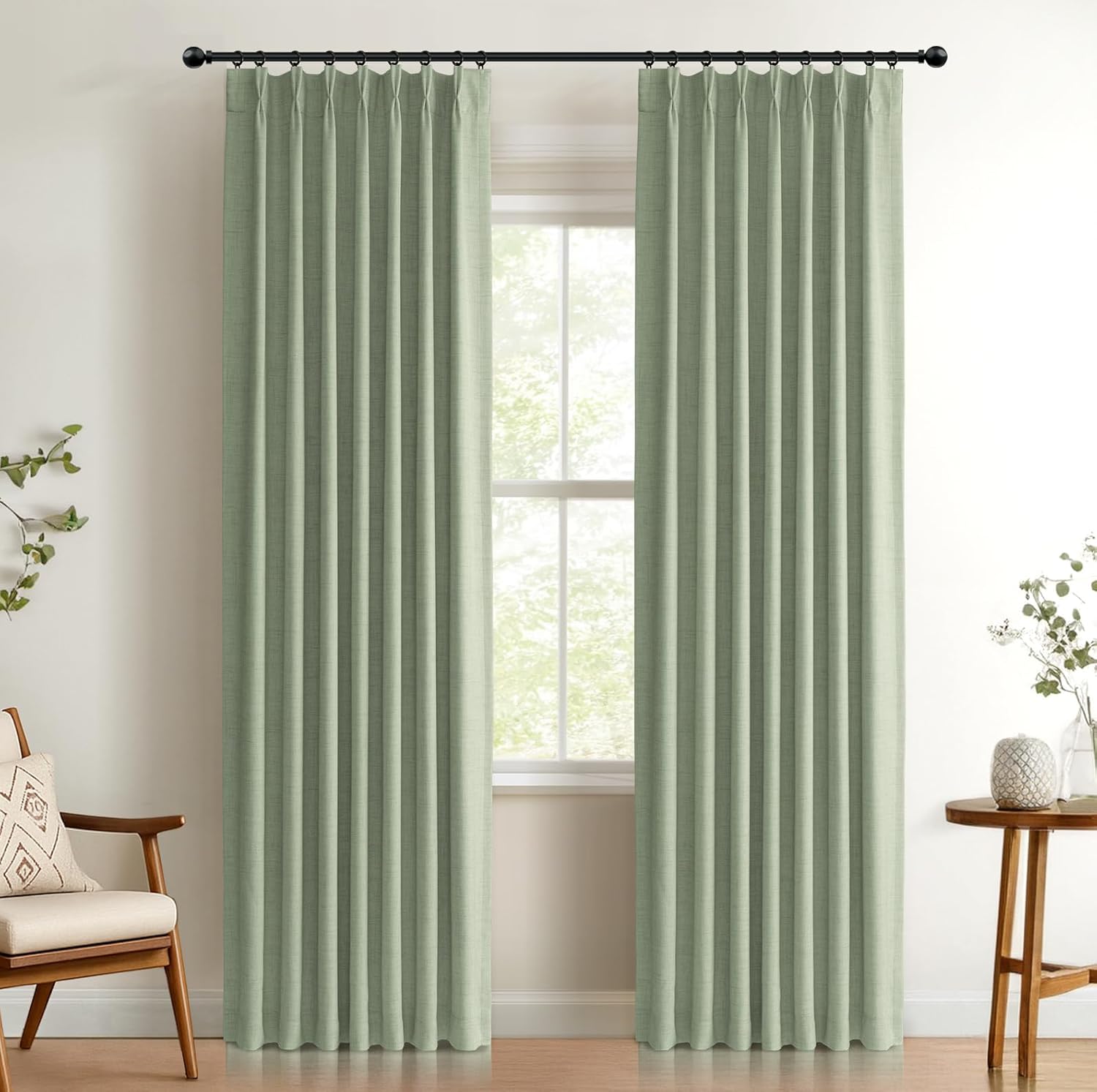 100% Blackout Shield Faux Linen Blackout Curtains for Home