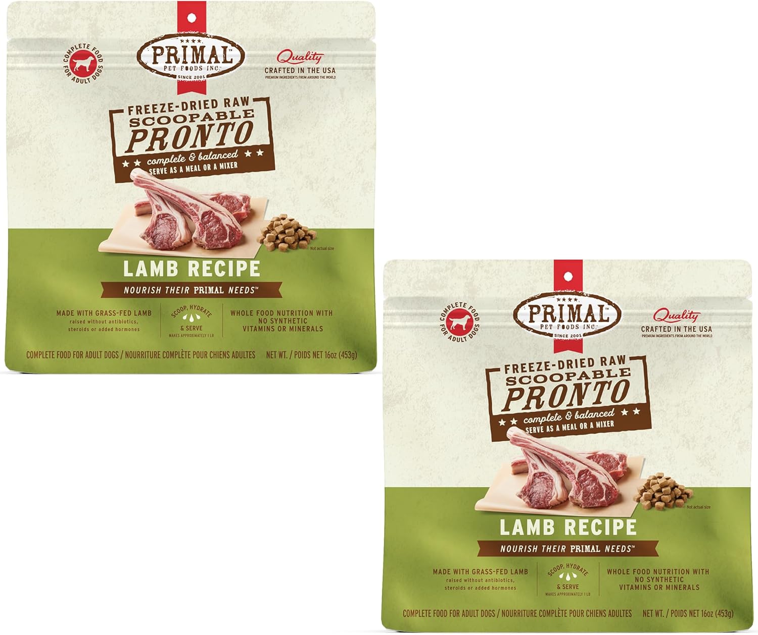 Primal Freeze Dried Dog Food Pronto Mini Nuggets Lamb 16 oz