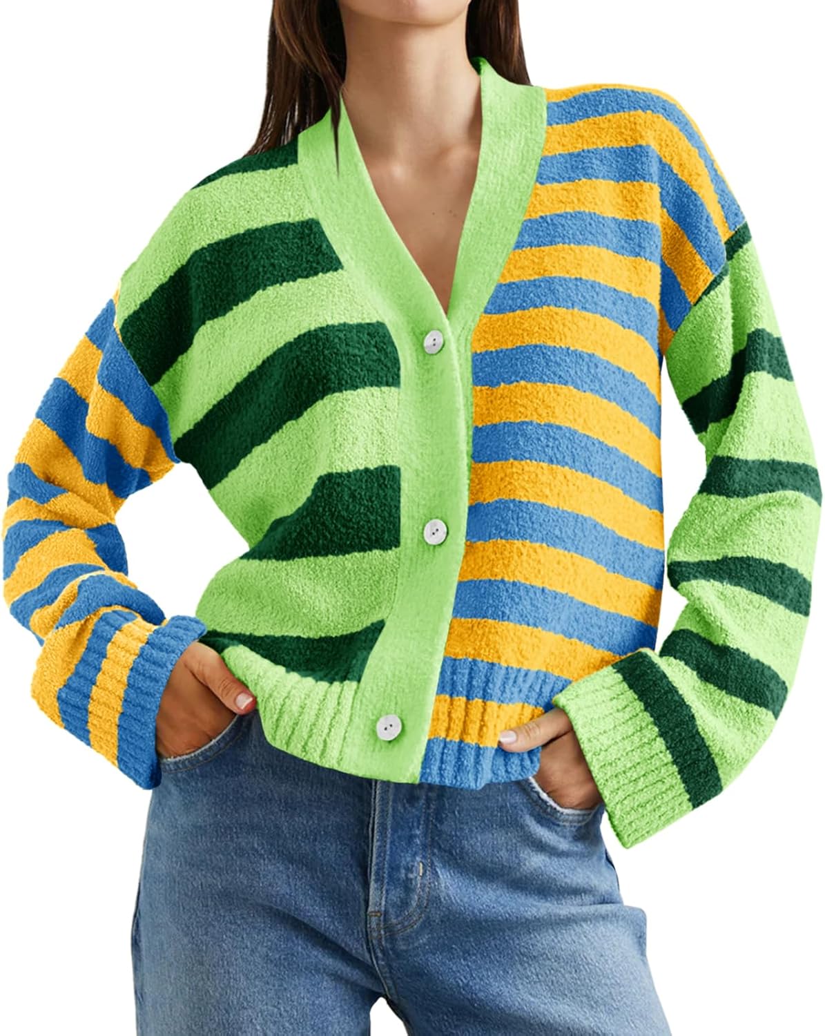 Saodimallsu Womens Striped Cardigan Sweaters for Style