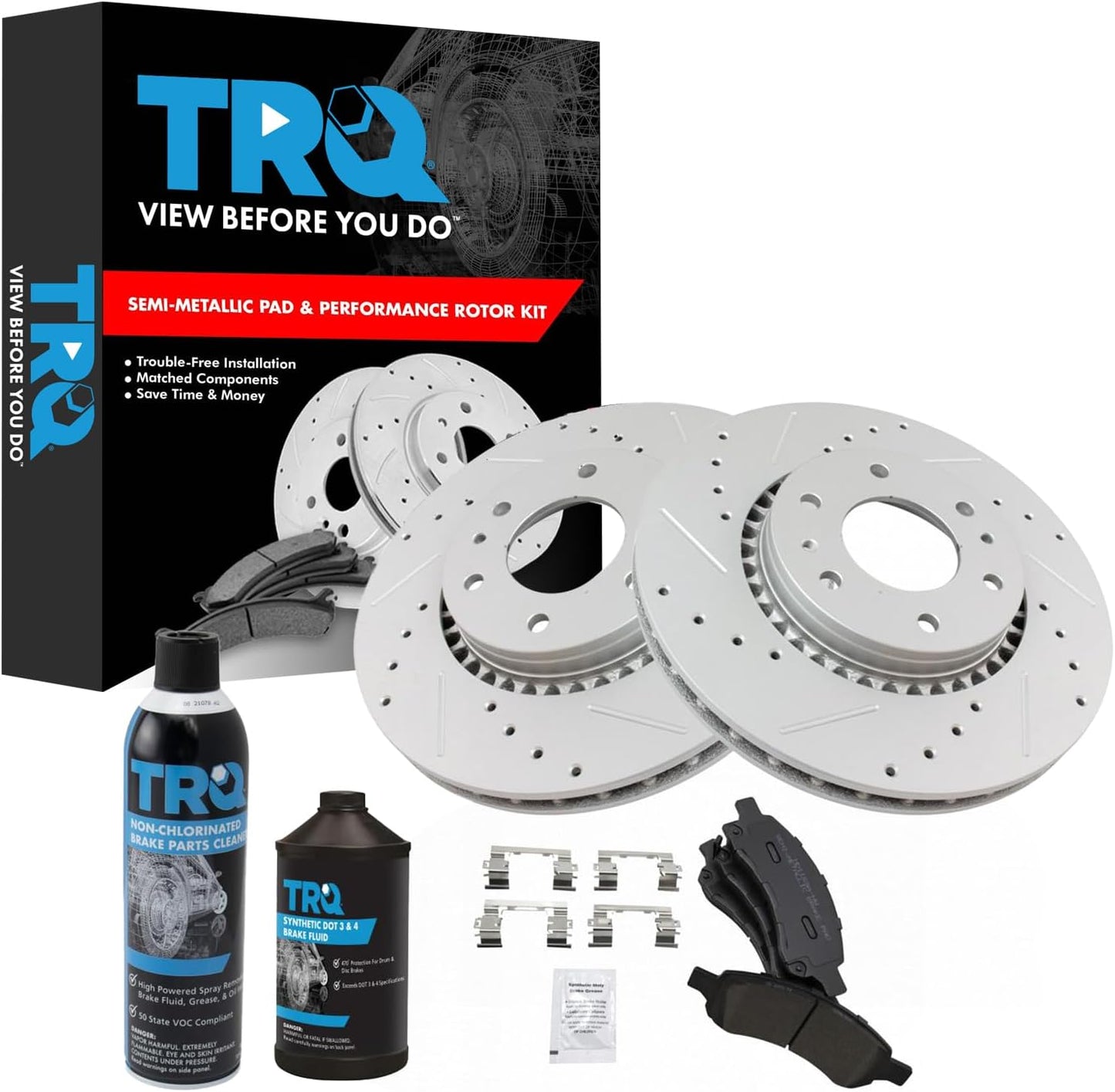 TRQ Front Brake Pad & Rotor Kit for 06-09 9-7x Envoy & More
