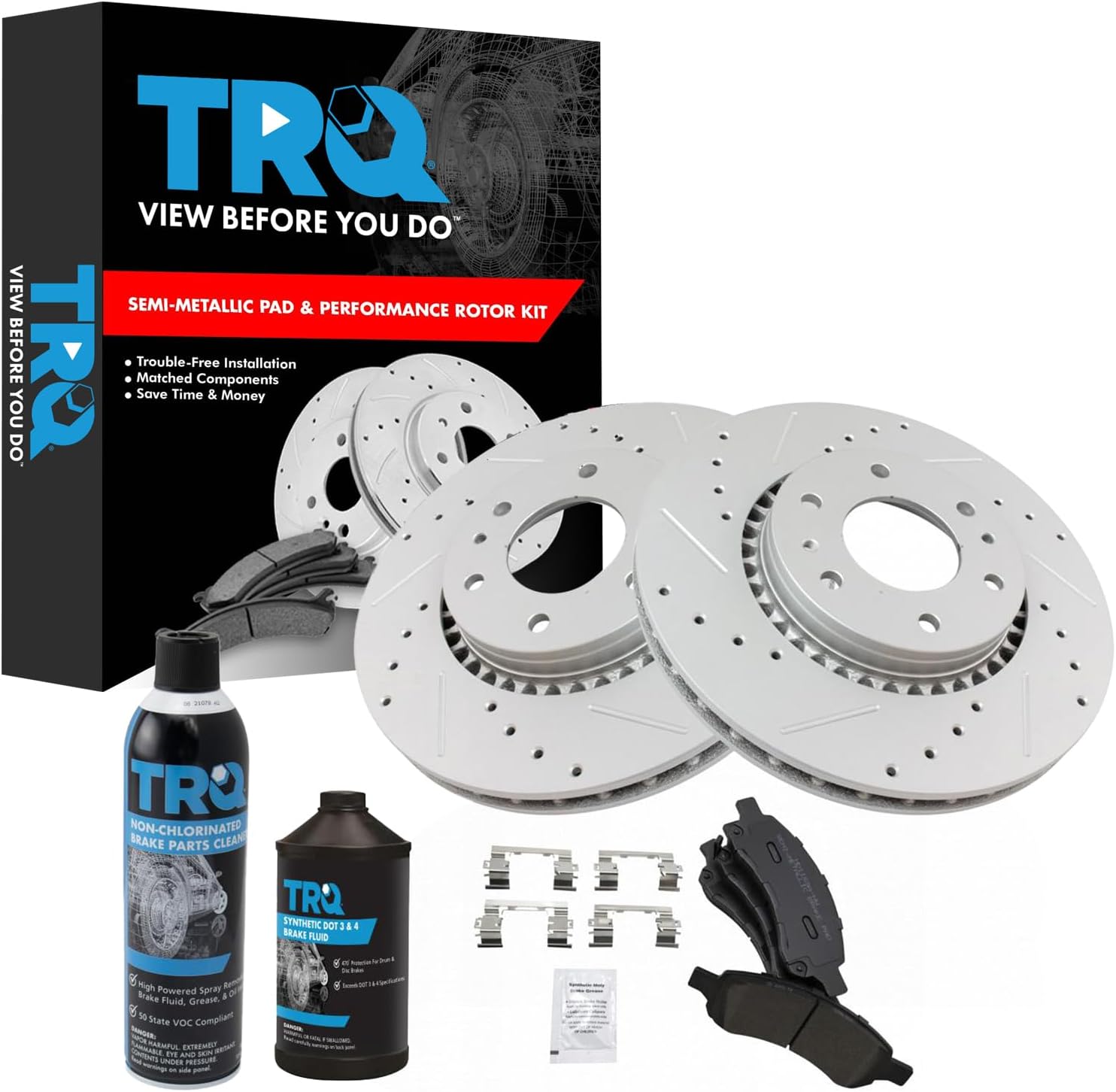 TRQ Front Brake Pad & Rotor Kit for 06-09 9-7x Envoy & More