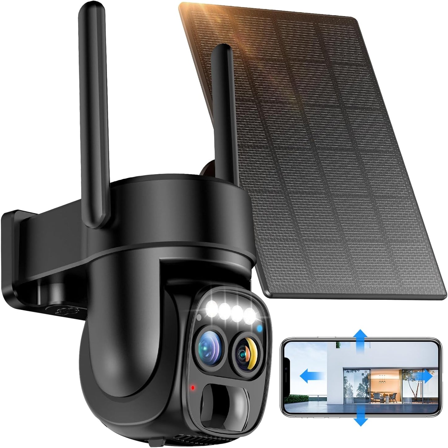 Hawkray Solar Outdoor Cam 2K Resolution, Spotlight Alarm