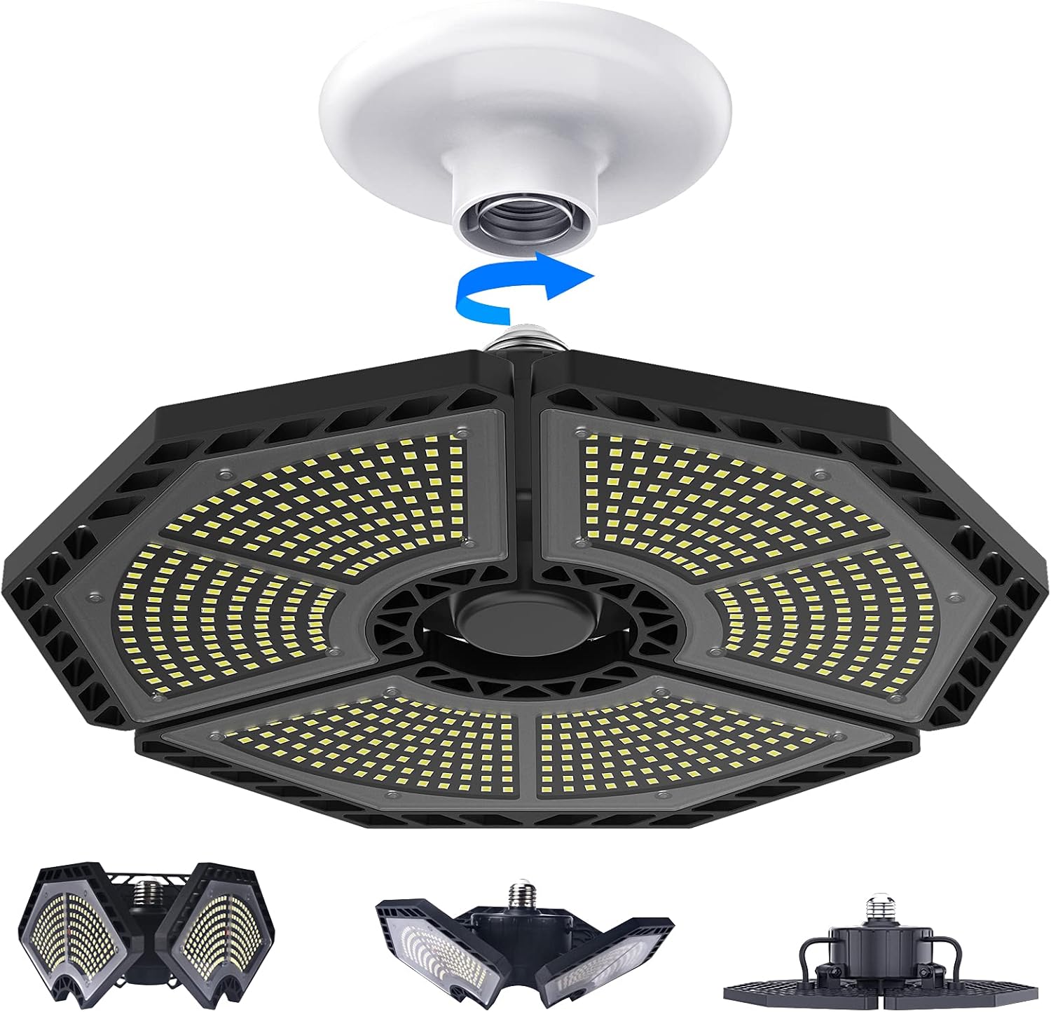 LED Garage Lights with 18500 Lumens and Adjustable Panels