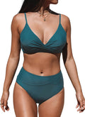 CUPSHE Women's Bikini Set High Waisted V Neck Twist Top - Flattering