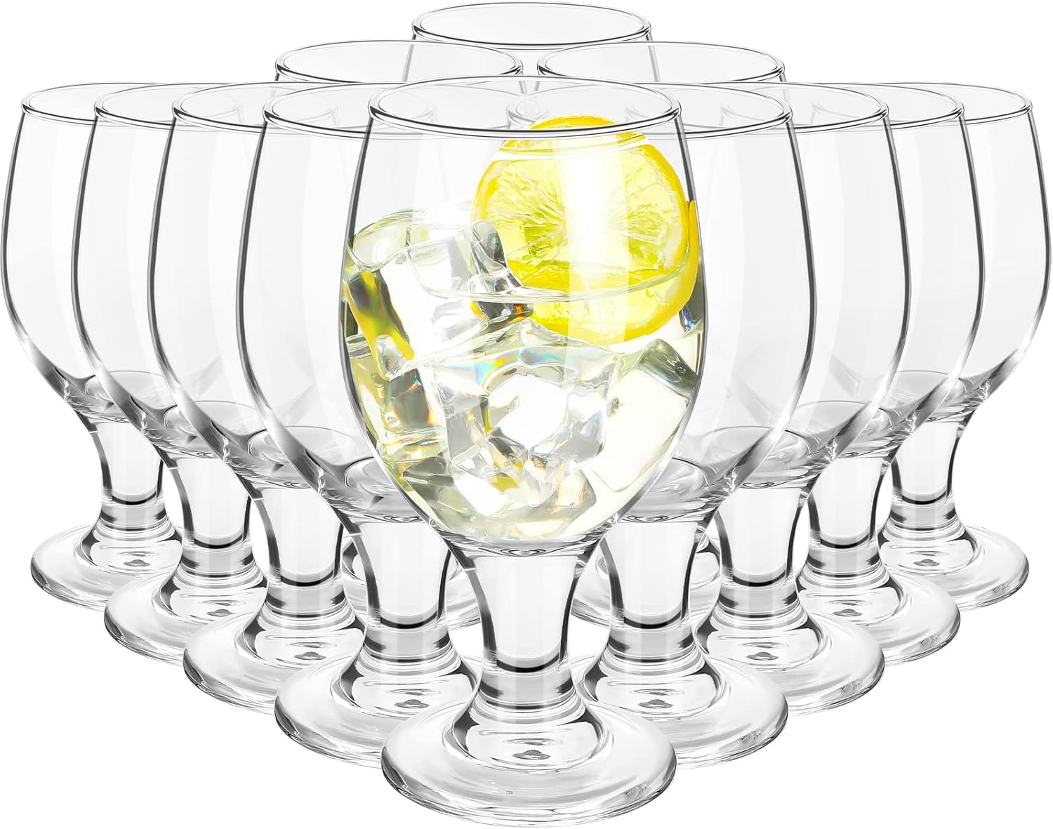 Set of 12 Clear Glasses for Water, Juice, Wine, and More