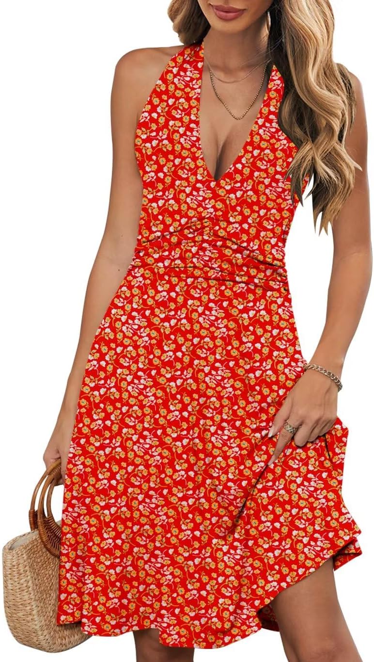 Wkior Womens Sundress Summer Beach Vacation A-Line Dress