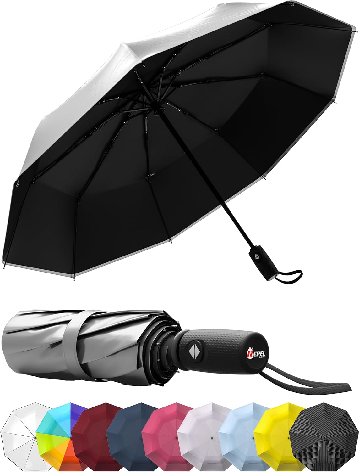 REPEL Windproof Travel Umbrella - Compact & Durable Design