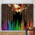 Disco Backdrop 10x8ft Golden Glitter Disco Ball Photo Background