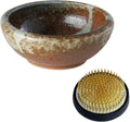 Wazakura Minoyaki Ikebana Tool Kit - Small Round Vase & Brass Kenzan