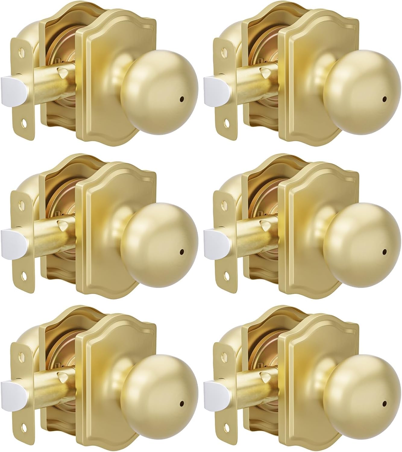 Brushed Gold Privacy Door Knobs for Bedrooms & Bathrooms