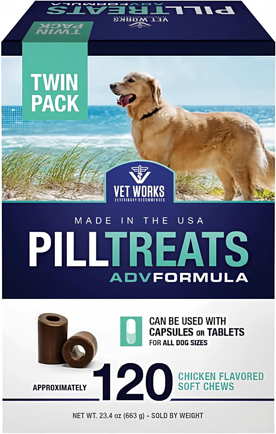 Chicken Flavor Pill Treats Soft Chews for Dogs - 120 Count