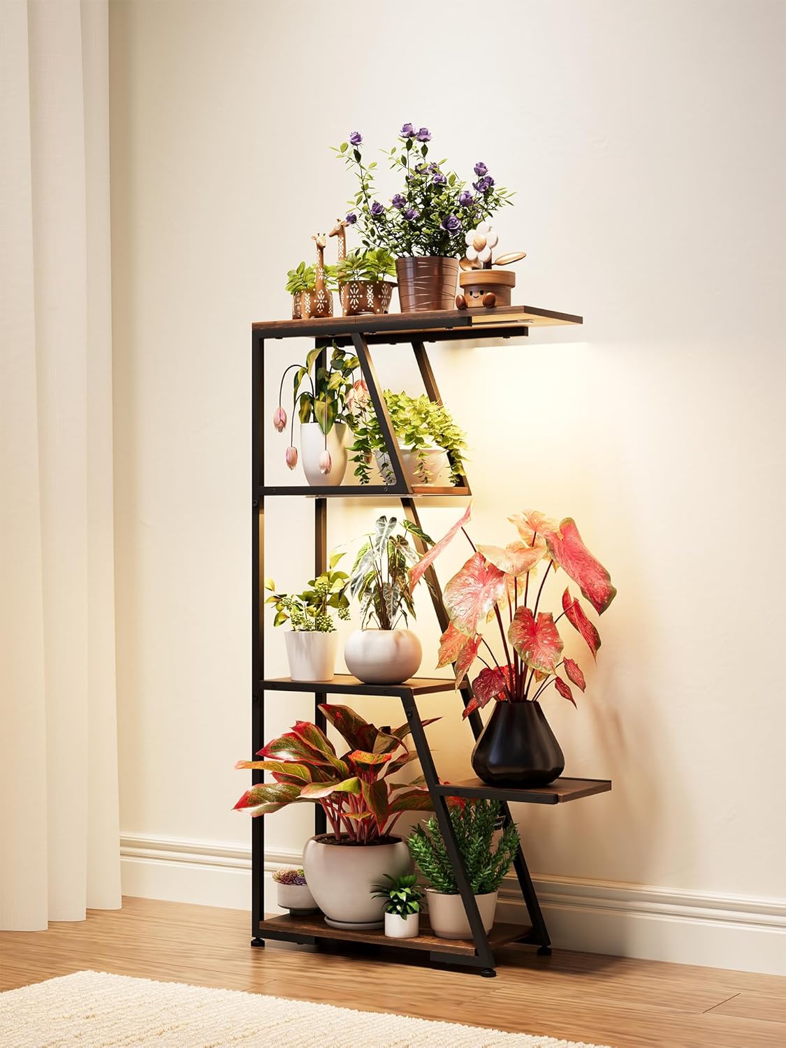 Plant Stand Indoor with Grow Lights: 5 Tier Metal Tower Rack