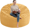 5FT Bean Bag Chair Large Memory Foam Beanbag Sofa - Cozy Mustard
