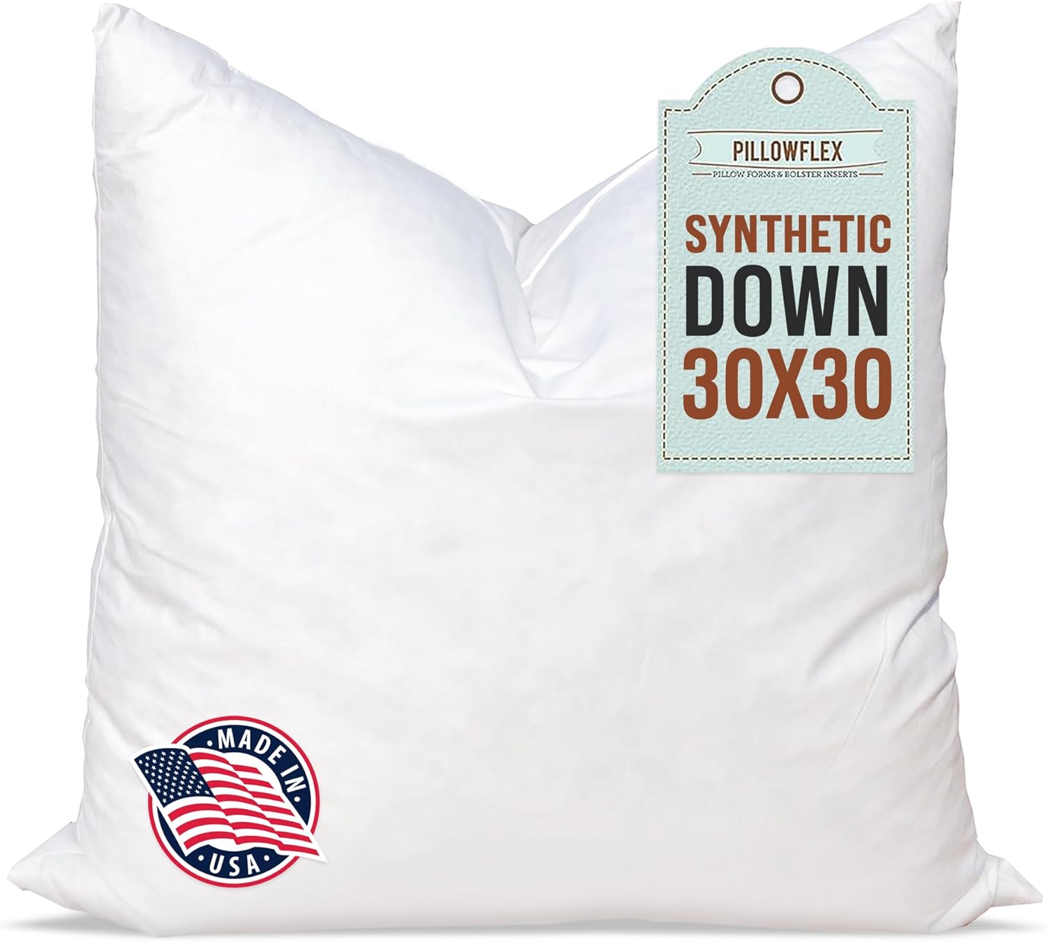 Pillowflex Synthetic Down Pillow Insert - Ultra Soft 30x30 Size