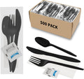 500 Pack Knife Fork Spoon Napkin Salt Pepper Sets - Individually