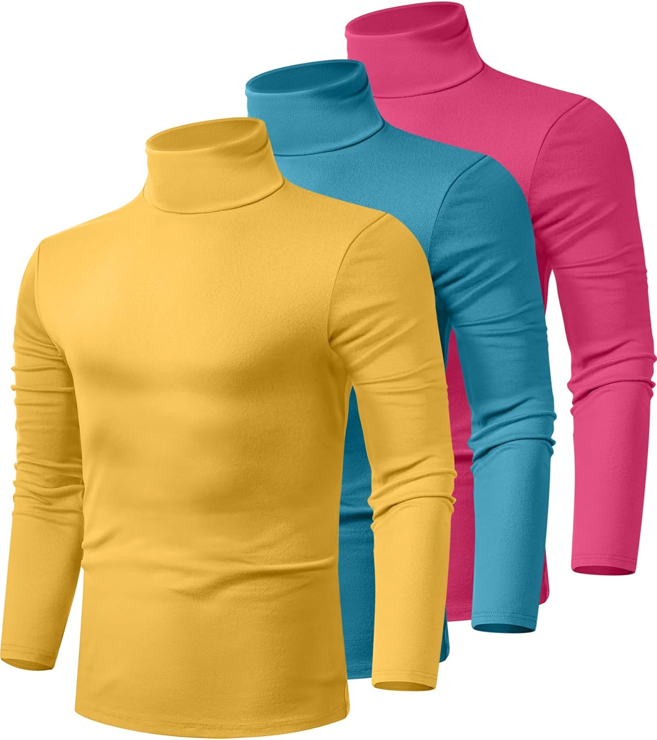 Men's Turtleneck Shirts 3 Pack - Comfortable Cotton Sweaters