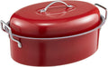 18 in Turkey Roasting Pan with Rack and Lid - Large Red Roaster