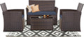 4 Piece Patio Furniture Set Outdoor Wicker Conversation Set - Modular