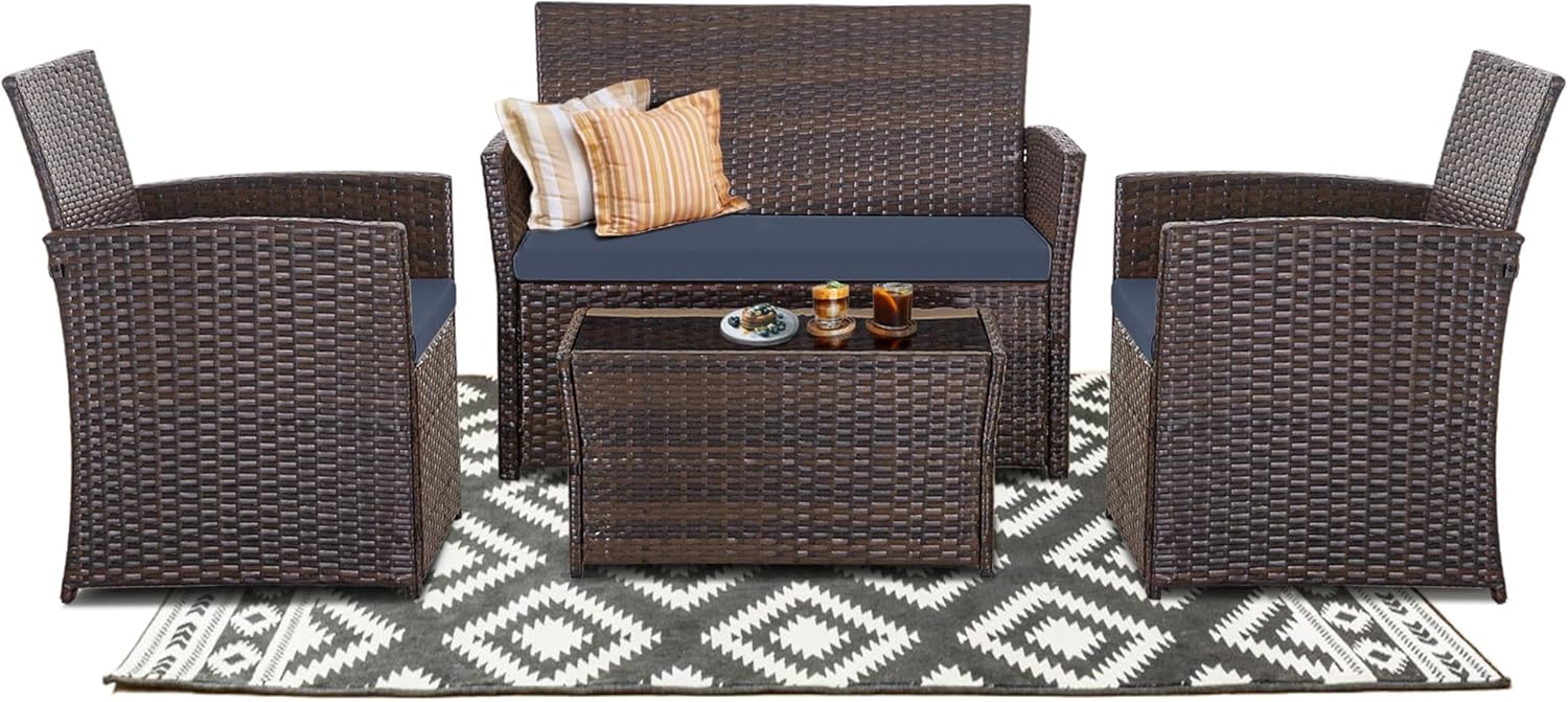 4 Piece Patio Furniture Set for Outdoor Comfort and Style