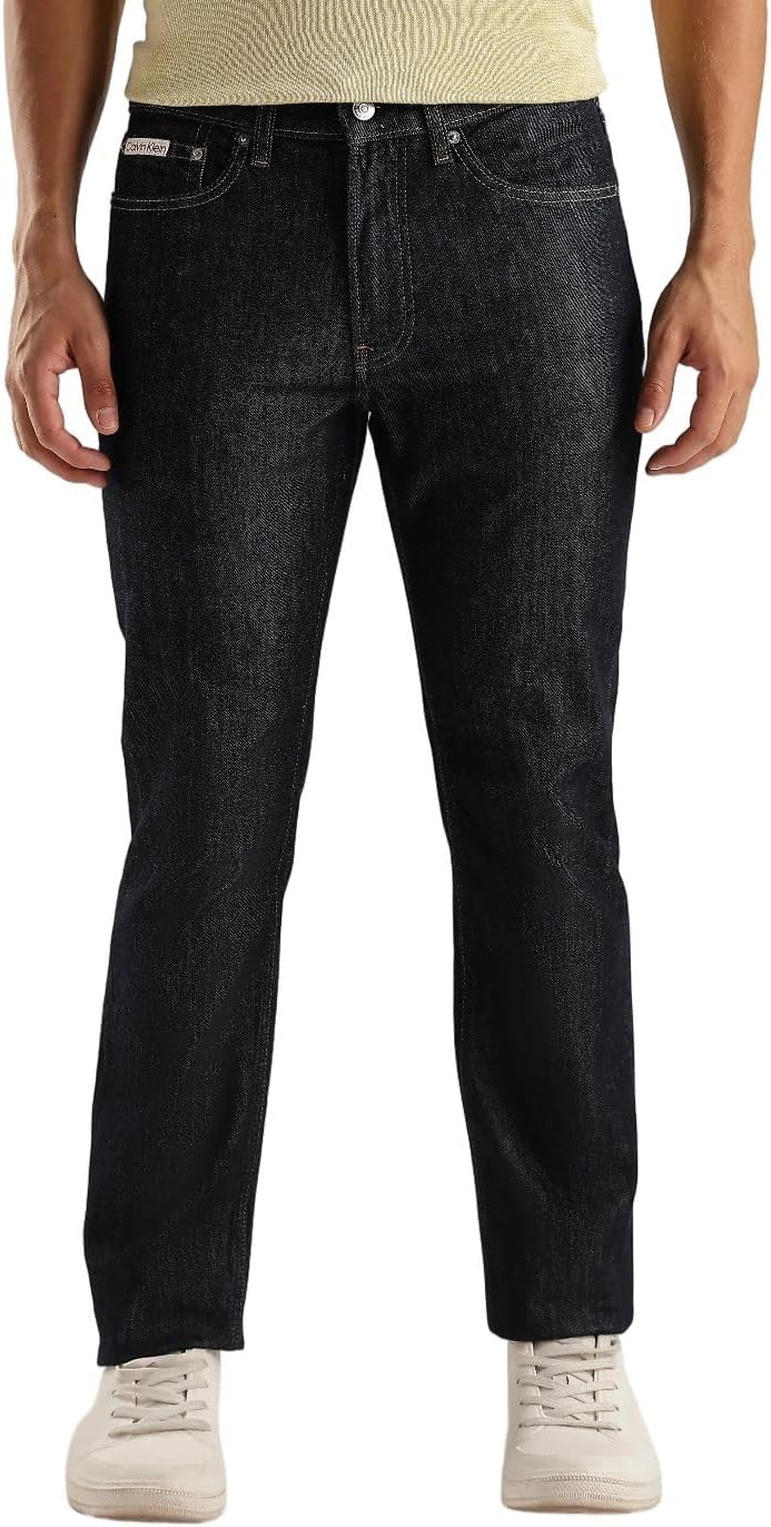 Calvin Klein Mens Slim Fit Jeans with Retro-Inspired Logo