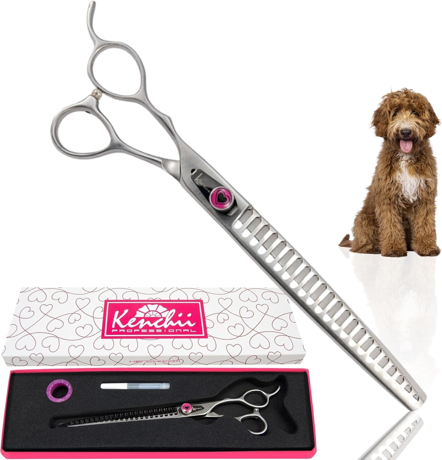 Kenchii Love Left Handed Dog Grooming Scissors for Perfect Cuts
