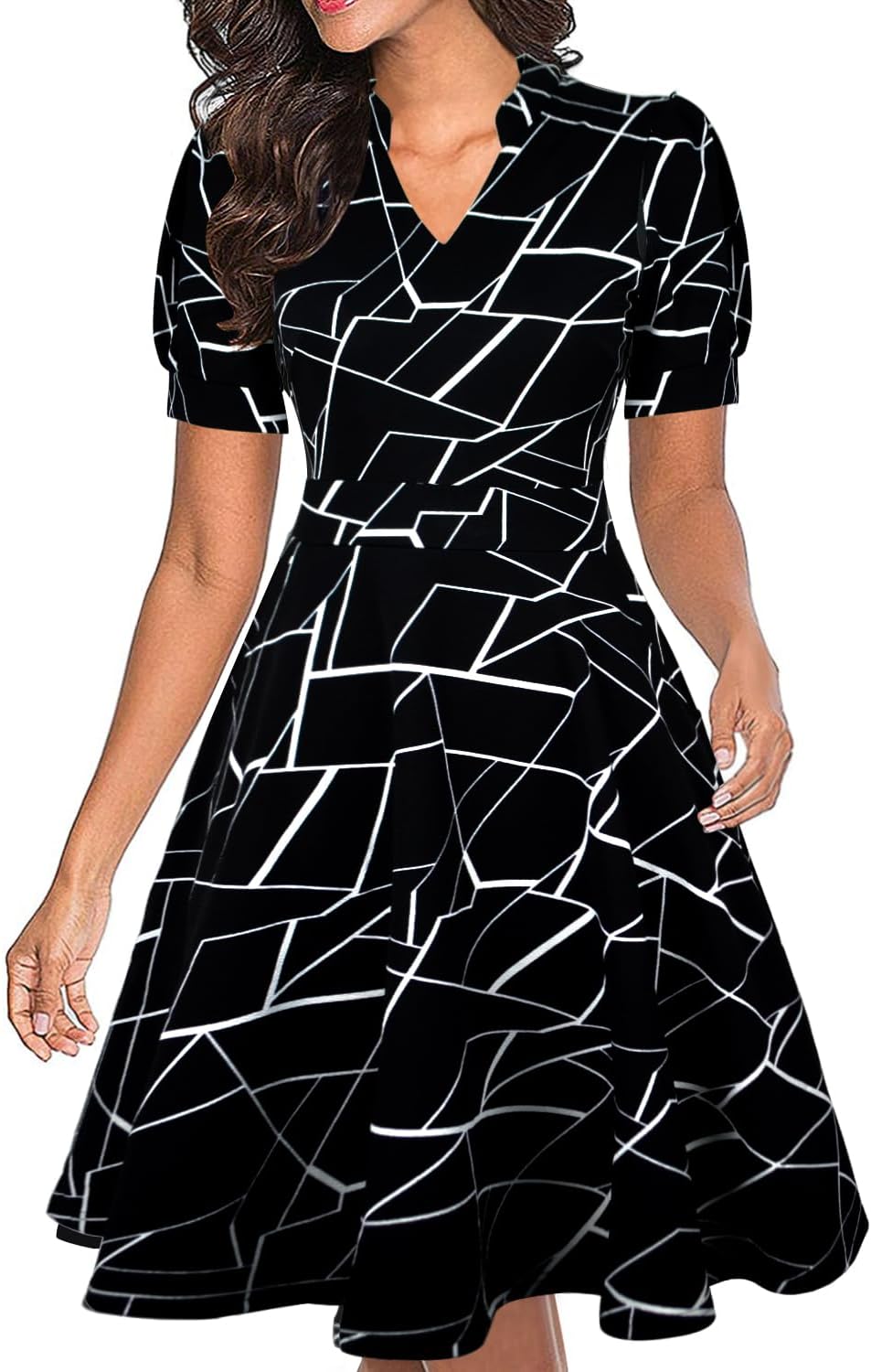 Mokayee Womens Summer Short Puff Sleeve Casual Dresses