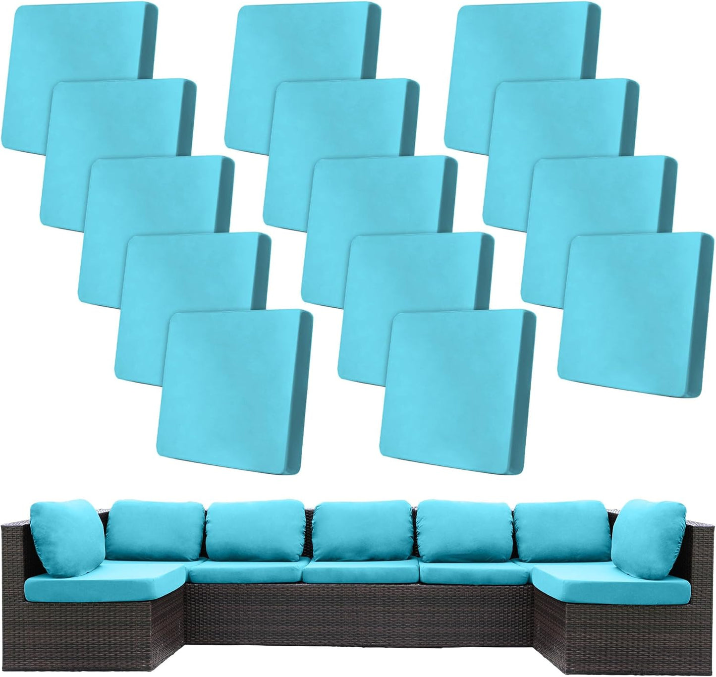 14Pcs Stretch Patio Cushion Covers for Outdoor Furniture Use