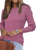 Wool Blend Women's Crew Neck Sweater - Lightweight Fall Layer